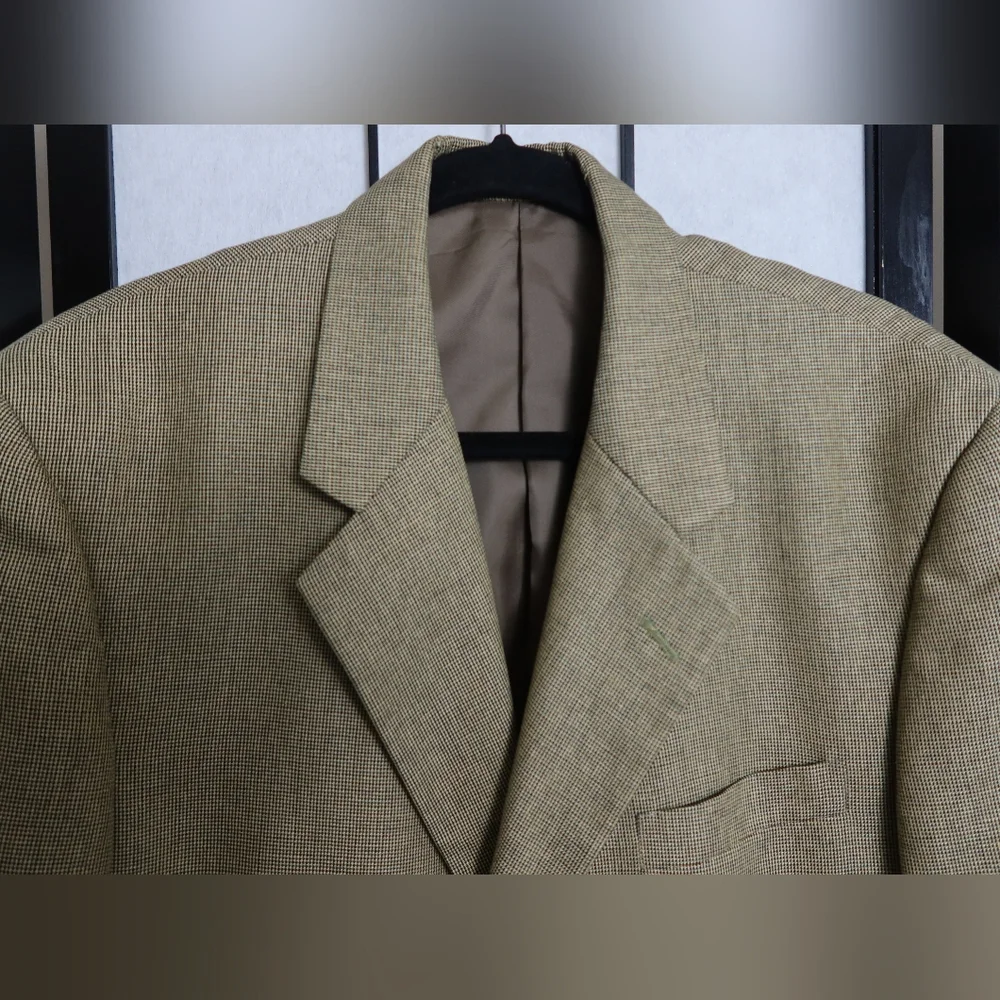 Vintage Club Room Olive Wool Silk Blend Blazer Sports Coat 44R